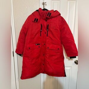 Canada weather gear long red coat